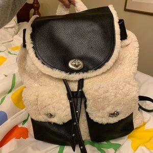 LEATHER SHEARLING COACH BACKPACK